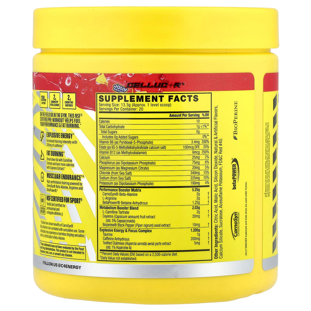 C4 / Cellucor, C4® Sport Ripped, предтренировочный комплекс, со вкусом вишни, 266 г (9,4 унции)