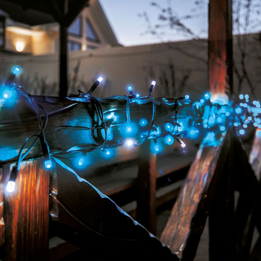 ULD-S1000-120-TBK BLUE-WHITE IP67 Гирлянда светодиодная с эффектом мерцания. 10м. Соединяемая. 120 светодиодов. Синий и белый свет. Провод черный. ТМ Uniel