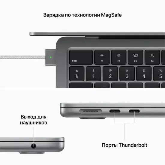 Apple MacBook Air 13" (M2, 8C CPU/8C GPU, 2022), 8 ГБ, 256 ГБ SSD, «серый космос»