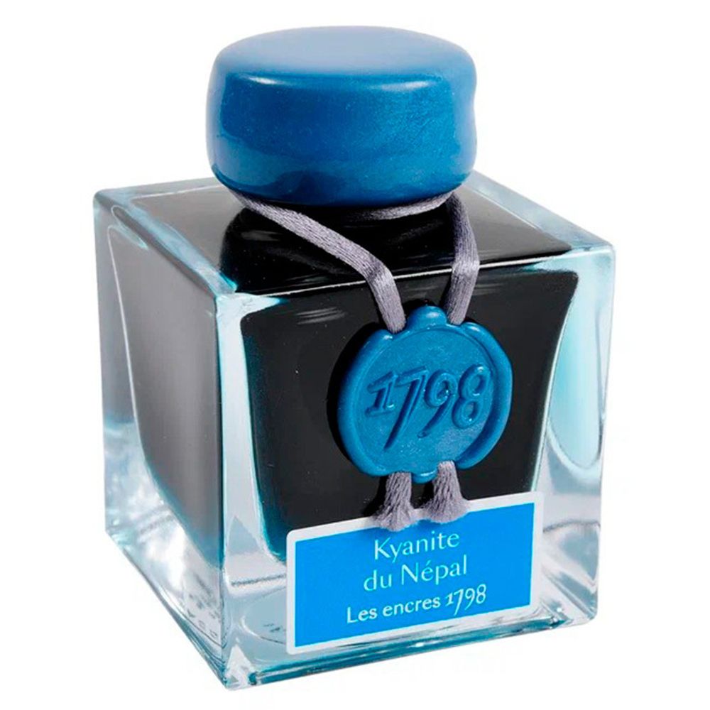 Чернила во флаконе Herbin Prestige 1798 50 мл Kyanite du Népal голубые с серебряными блестками (15513JT) 1