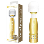Золотистый жезловый мини-вибратор с кристаллами Mini Massager Gold Edition (Цвет: золотистый)