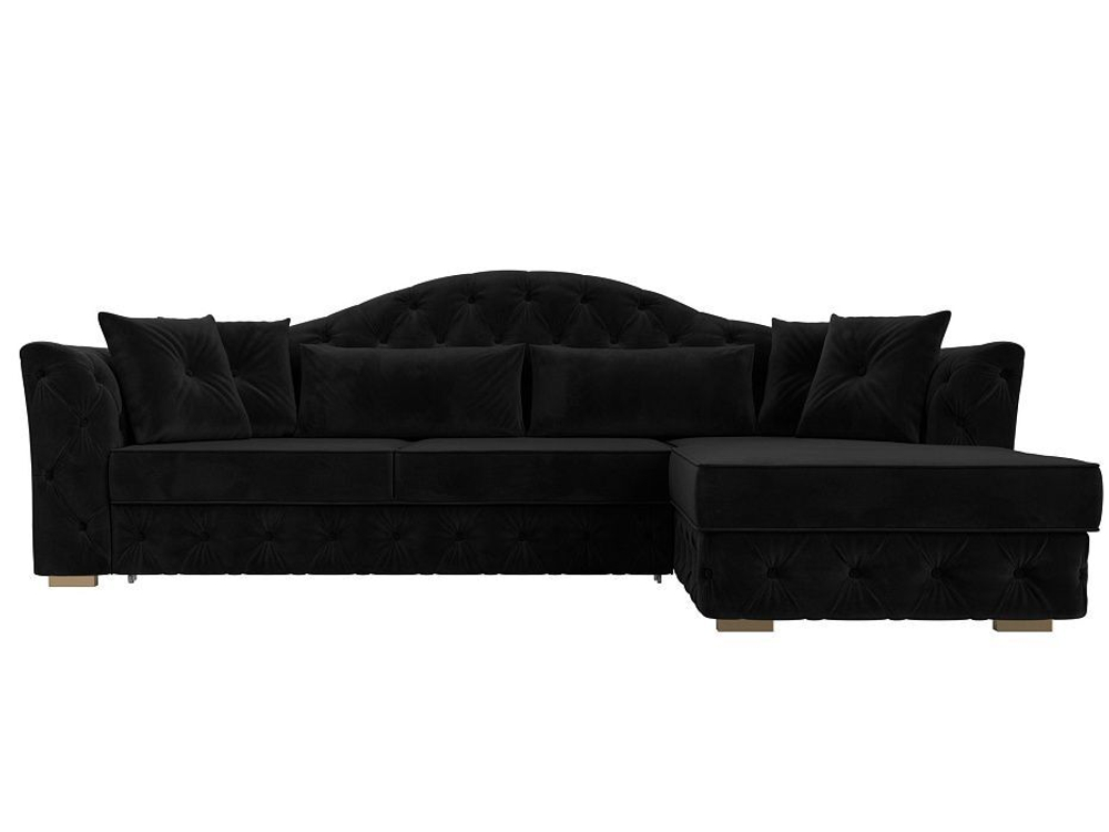 Диван угловой Артис правый угол, Черный, Велюр, 121581