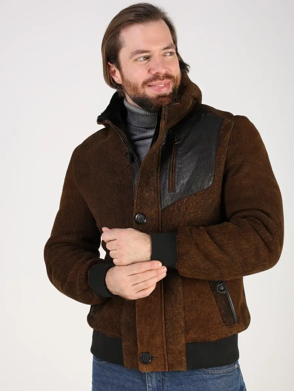 Дубленка натуральная куртка зимняя с капюшоном