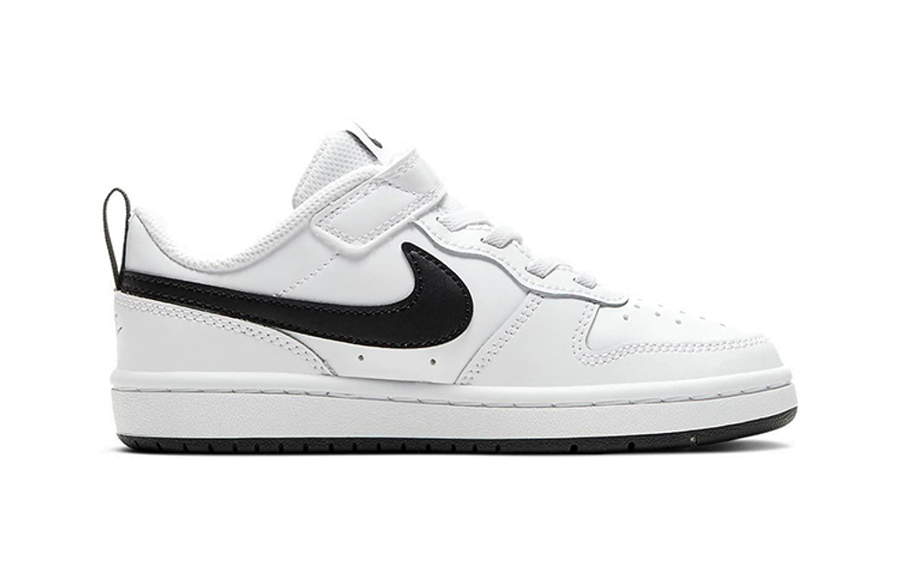 Middle-aged children's Nike Court Borough Low 2 non-slip shock absorption wear-resistant low-top children's sneakers white and black