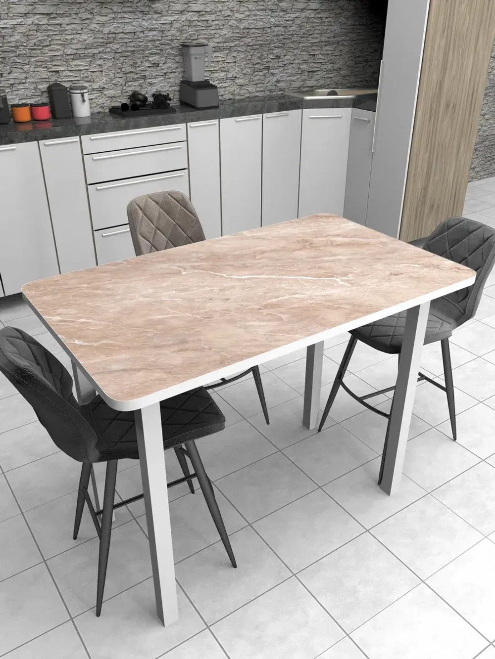 Обеденный стол "Мрамор бежевый" 100x70 см