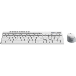 Клавиатура + мышь Genius Smart Slimstar 8230 WHITE {USB,1 мини-ресивер на оба устройства,104 кл кнопка SmartGenius,  мембранная,800-1600 DPI} [31340015402]