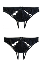 Чёрные контактные трусики с кружевом SM (42-44) (Цвет: черный)