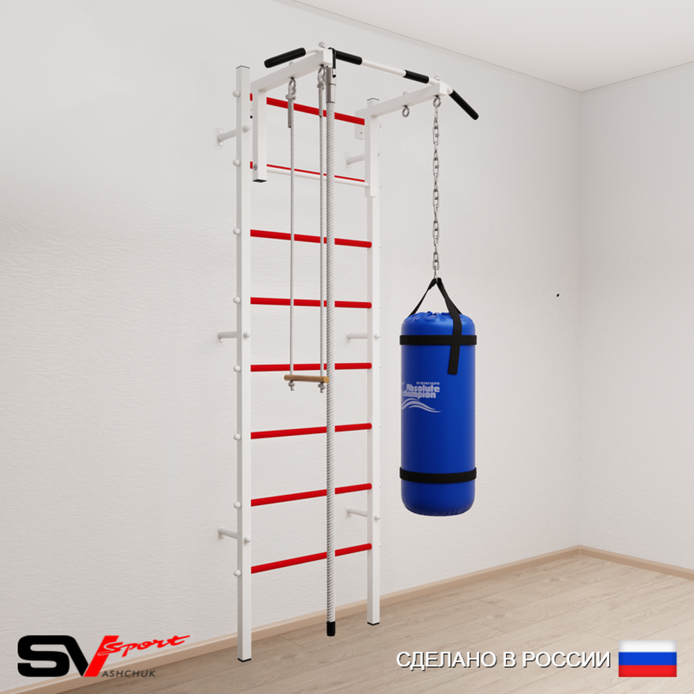 Шведская стенка Sv Sport усиленная 6151 (Турник стандарт/Канат/Трапеция/Цепь/Мешок 15кг)