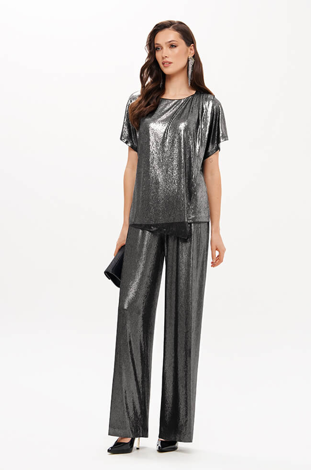 23425 Блузка женская (серебристо-черный)