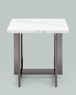 Журнальный столик Нэйтан 61*61 белый мрамор сталь темный хром