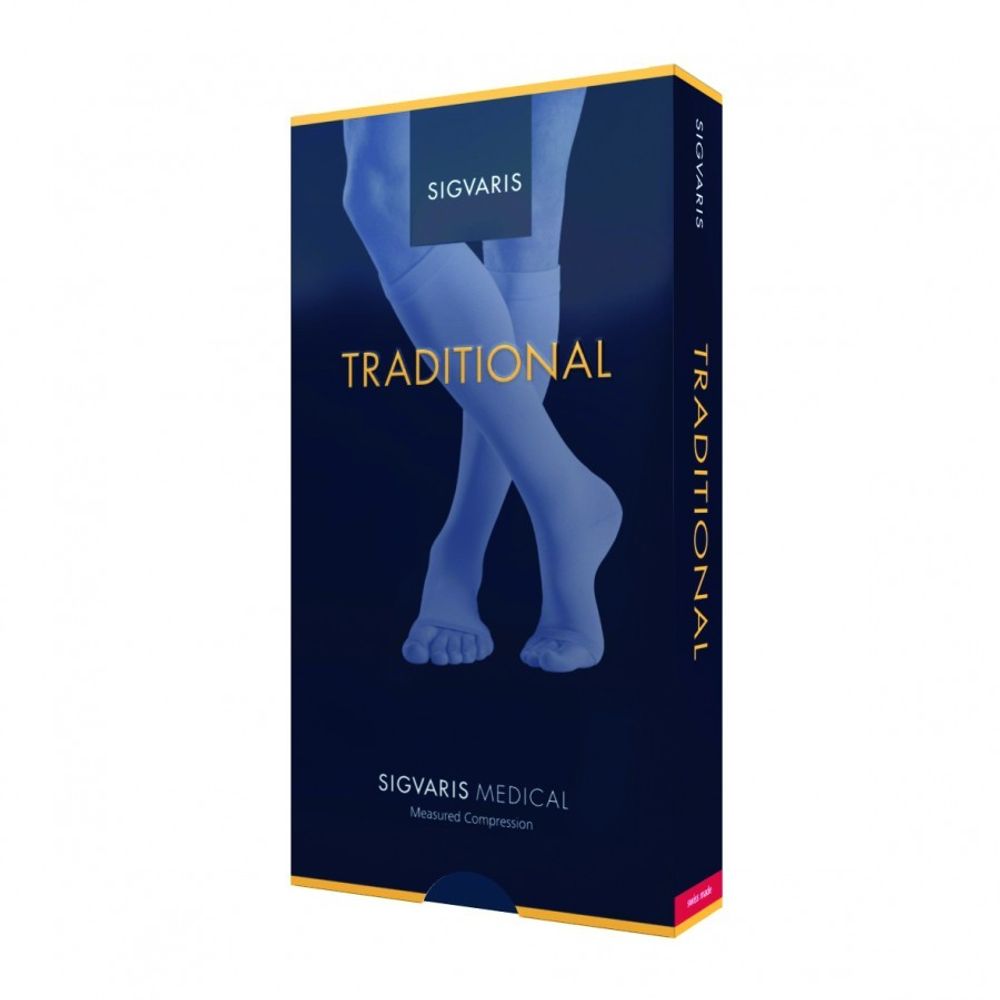 Чулки до паха Sigvaris Traditional, 2 класс компрессии, открытый мысок