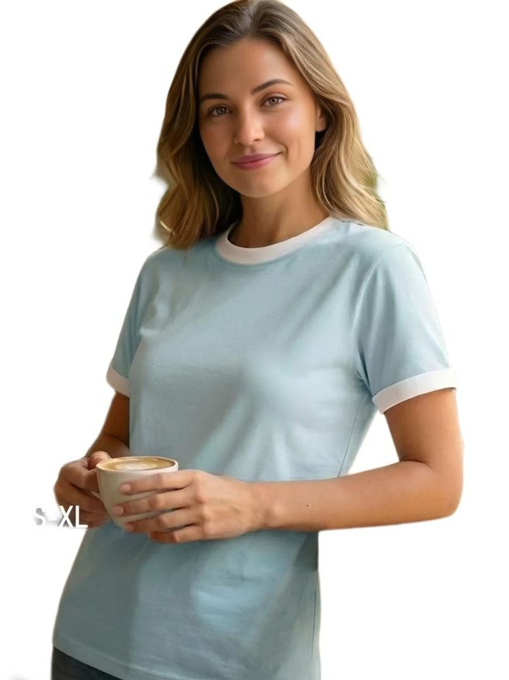 Футболка голубая с отворотами