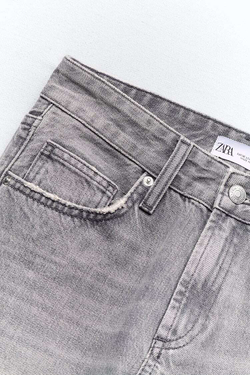 ZARA ДЖИНСЫ TRF WIDE LEG MID RISE FULL LENGTH, СЕРЫЙ