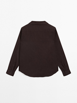 Massimo Dutti Рубашка из струящегося 100% льна, гранатовый