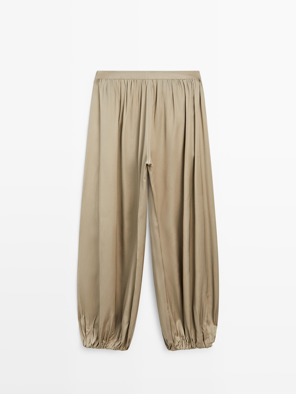 Massimo Dutti Атласные брюки-баллон, бежевый