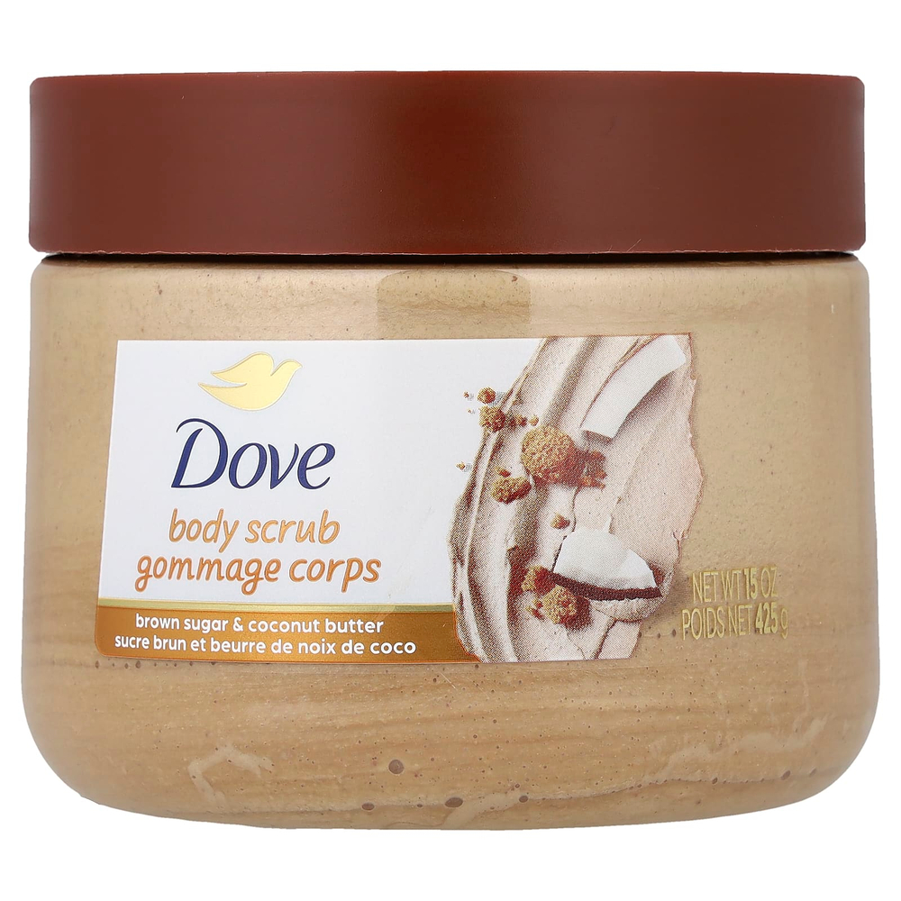 Dove, скраб для тела, коричневый сахар и кокосовое масло, 425 г (15 унций)