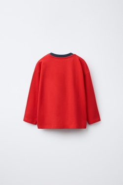 ZARA ФУТБОЛКА С РЕЛЬЕФНОЙ НАДПИСЬЮ, КРАСНЫЙ
