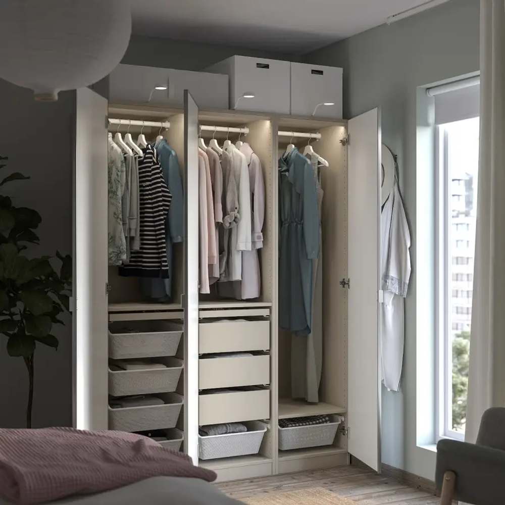 Гардеробная комбинация - PAX / ÅHEIM/ АHEIM IKEA/ПАКС/  АХЕЙМ ИКЕА,  201х150 см, под беленый дуб