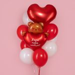 Шар (30''/76 см) Фигура, Мишка с сердцем, Сатин, 1 шт. в уп.