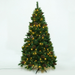 Елка светодиодная «Лесная метель» 210 см, ПВХ+леска (шишки и напыление), 1075 веток, 240 ламп LED, Теплый белый