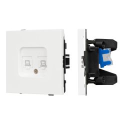 Механизм компьютерной розетки двойной SCT-TENDO-MPC2-SFPL-WH (RJ-45, CAT6) (Arlight, Матовый белый) 054598