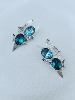 "Барбадос" серьги в родиевом покрытии из коллекции "Морской коктейль" от Jenavi с английским замком