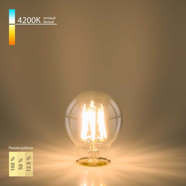 Лампа светодиодная филаментная диммируемая Elektrostandard E27 9W 4200K прозрачная a048382