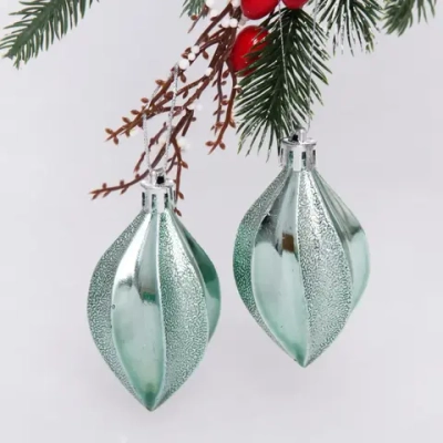 Ёлочные игрушки «Таинственное очарование» Капля 8 см (набор 2шт), темный нефрит