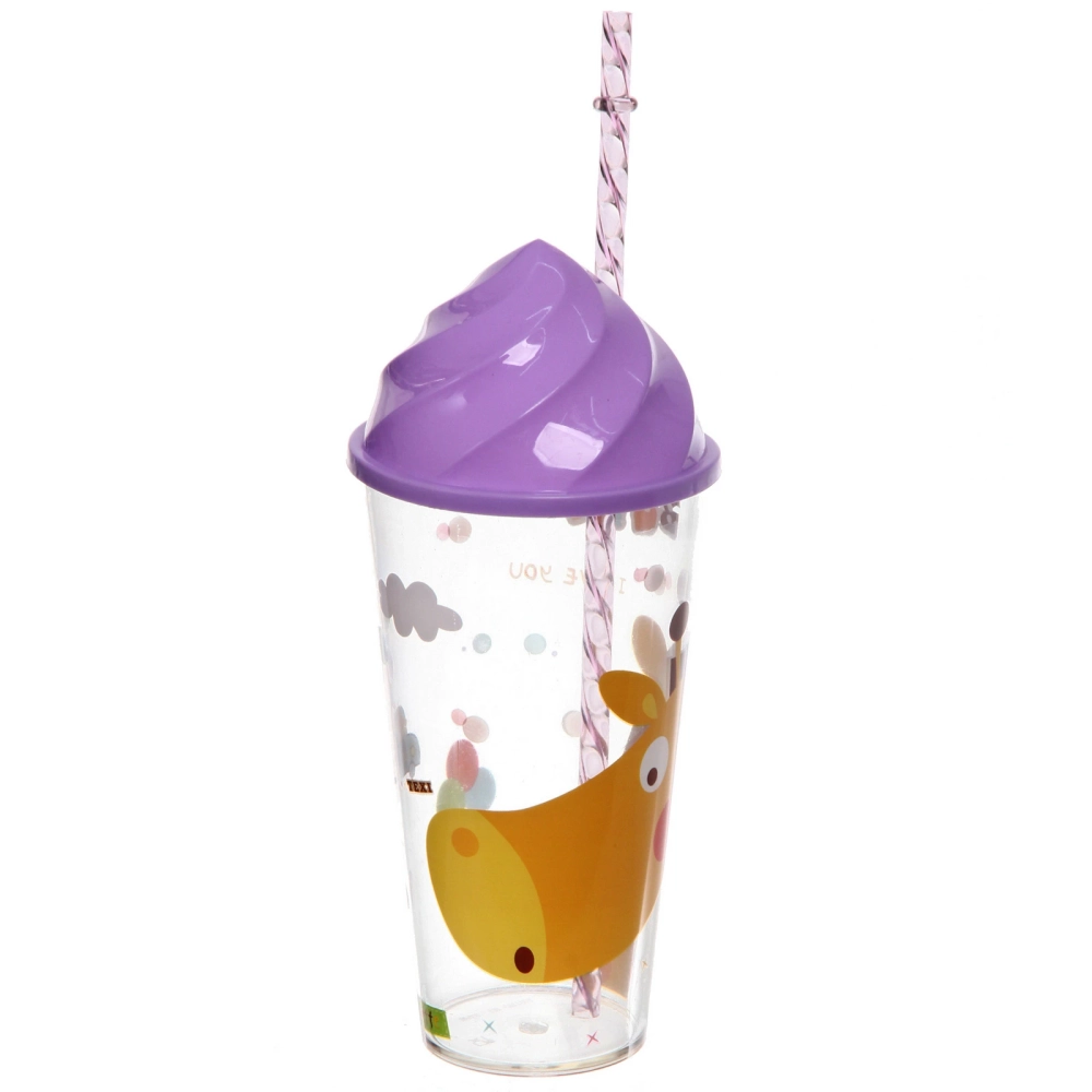 Стакан пластиковый 500мл «Джунгли» с трубочкой
