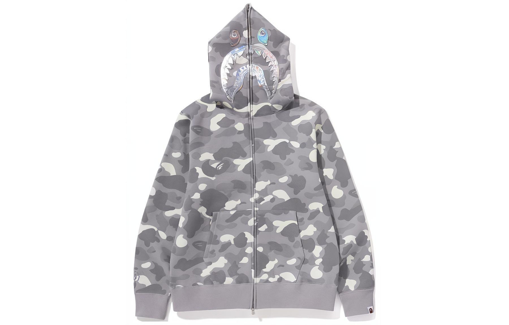 A Bathing Ape City Camo Shark Full Zip Худи Ss24 серый
