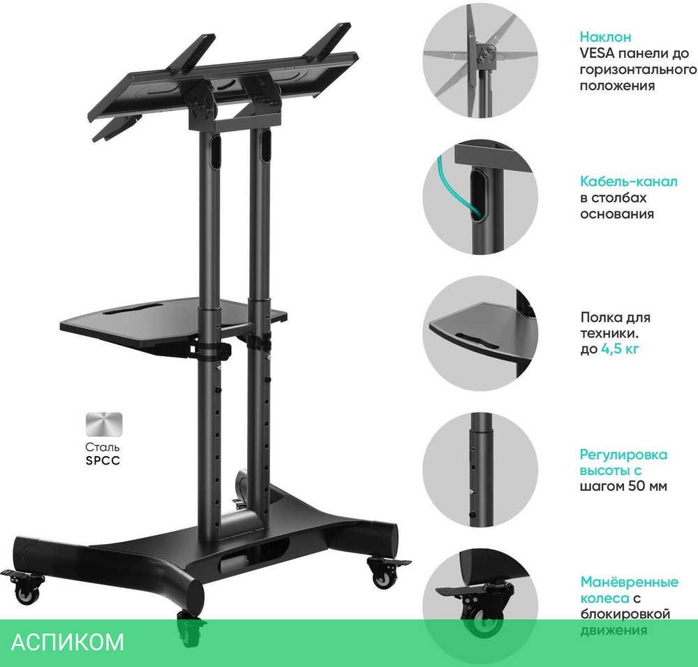 Кронштейн-стойка Onkron TS1350 Black