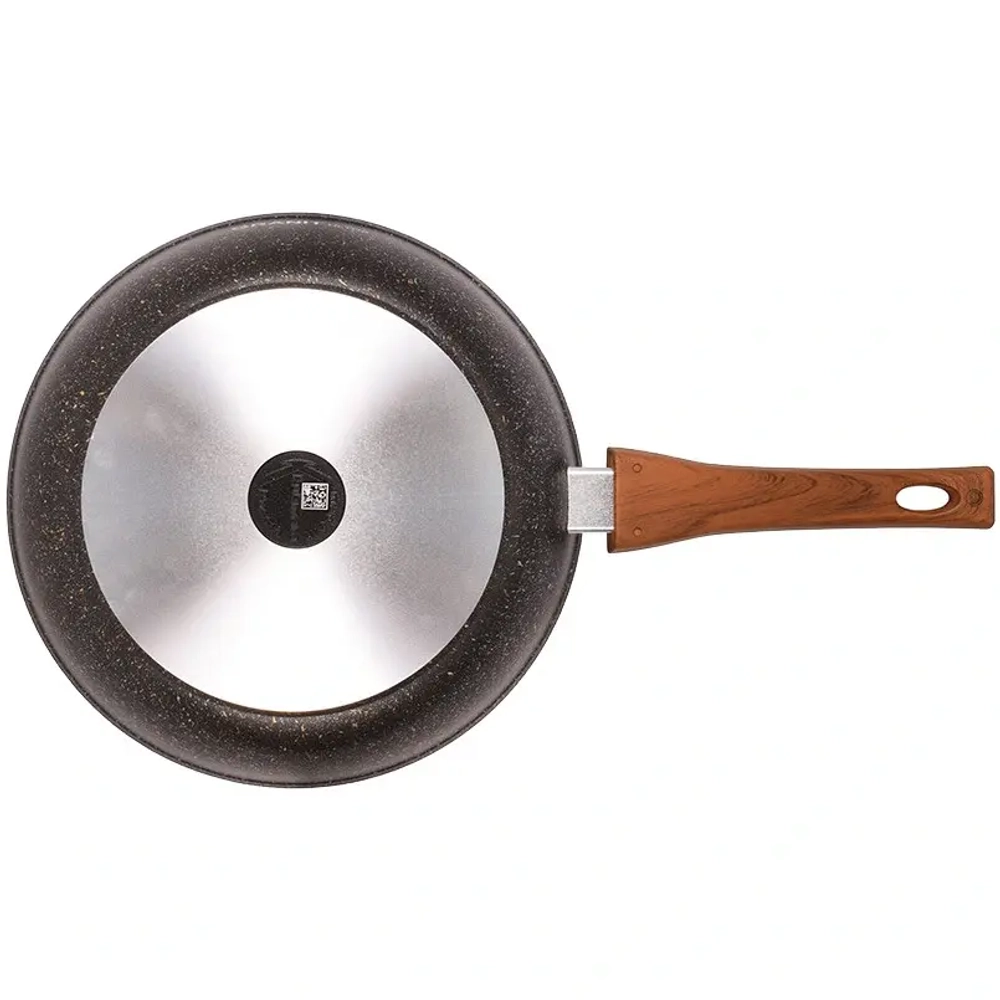 Сковорода 26*6,5см со съемной ручкой и стекл. крышкой «Granit ultra» (black-gold) сгбг263а