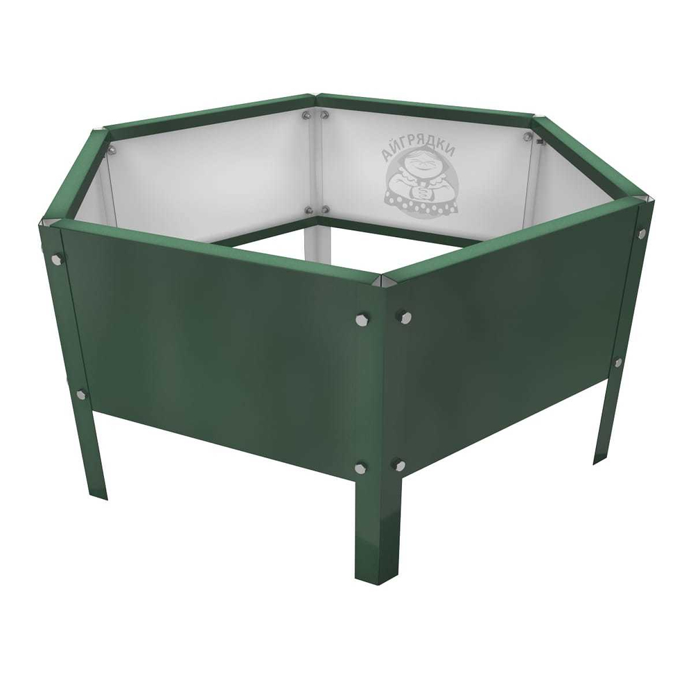 Клумба многоугольная оцинкованная с ножками 1 ярус RAL 6002 Зеленая листва