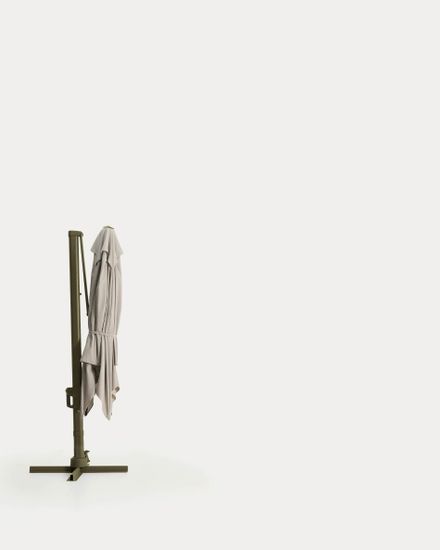 Бежевый консольный зонт Noli с зеленой алюминиевой конструкцией, 300 x 300 см