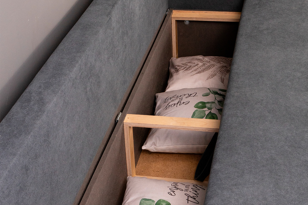 Диван прямой Аракуль 2 Велюр Омега 32 серый