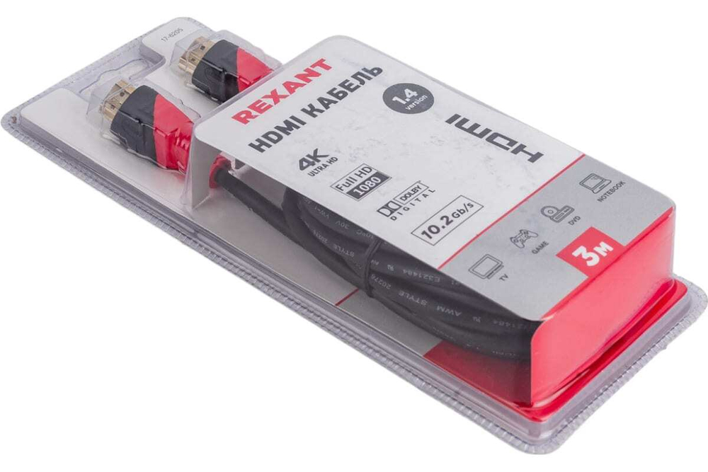 Кабель HDMI 1.4 REXANT Gold, 4К, 3 метра 17-6205