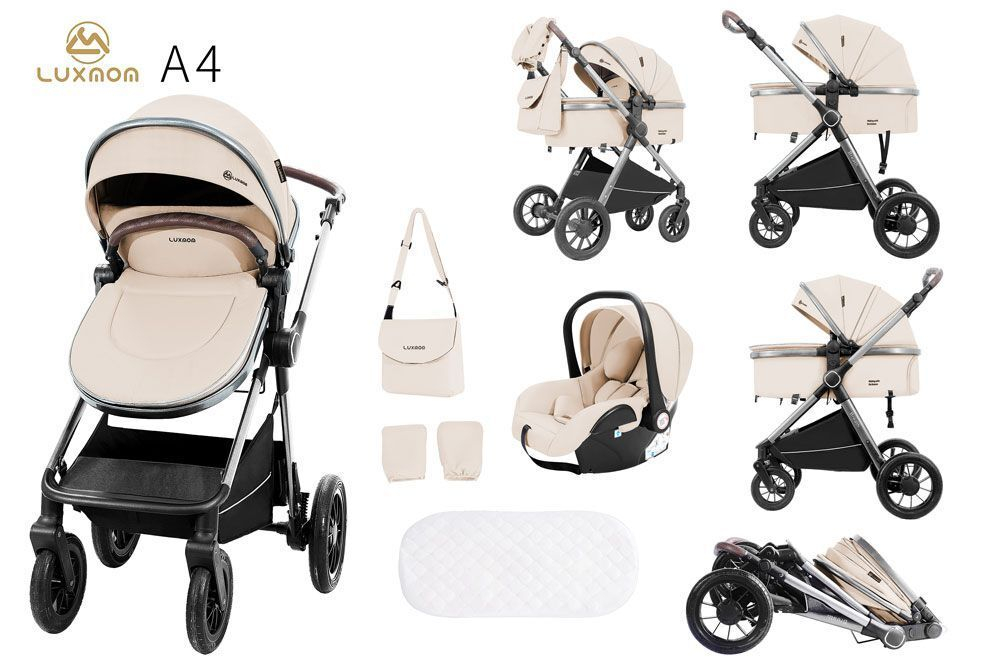 Коляска трансформер 2в1 с перекидной ручкой Luxmom A4 Коричневый