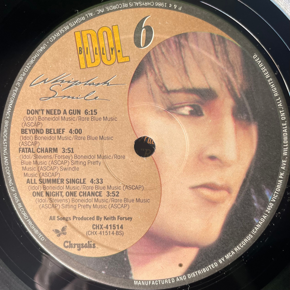 Billy Idol ‎– Whiplash Smile (Канада 1986г.)