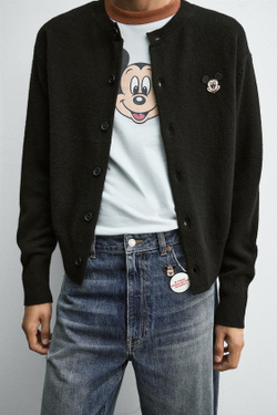 ZARA HARRY LAMBERT X DISNEY КАРДИГАН С НАШИВКОЙ MINNIE MOUSE, ЧЕРНЫЙ