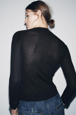 ZARA ДВОЙНАЯ ФУТБОЛКА ИЗ ХЛОПКА SUPIMA®, ЧЕРНЫЙ