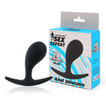 Черная каплевидная анальная пробка с ограничителем - 7,7 см. (Цвет: черный)