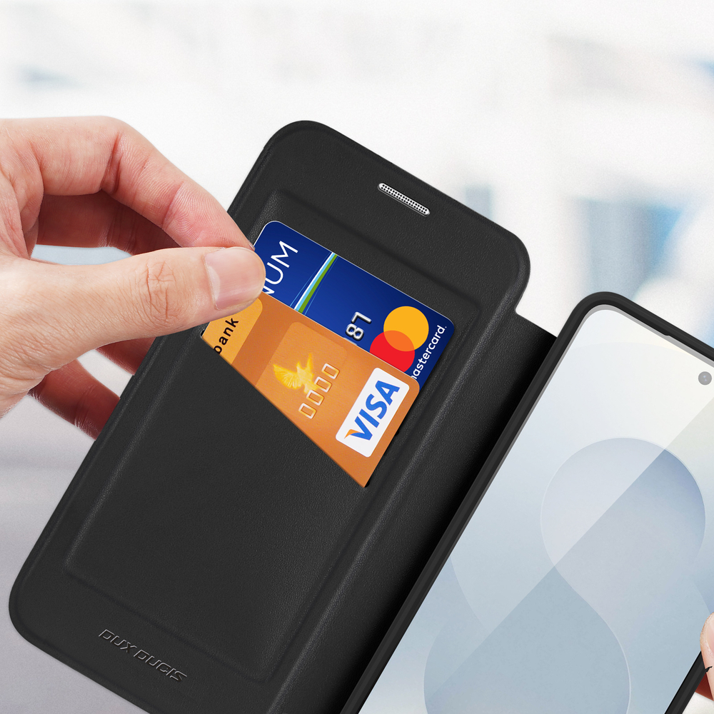 Чехол книжка черного цвета с MagSafe для Samsung Galaxy S26+ Плюс, серия Skin X Pro Series от Dux Ducis