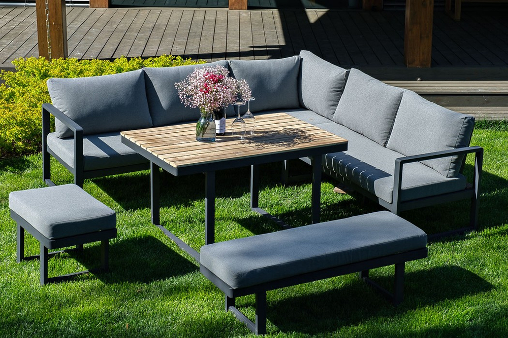 Оттоманка Joygarden ТОПА длинная, темно-серый графит, серый антрацит