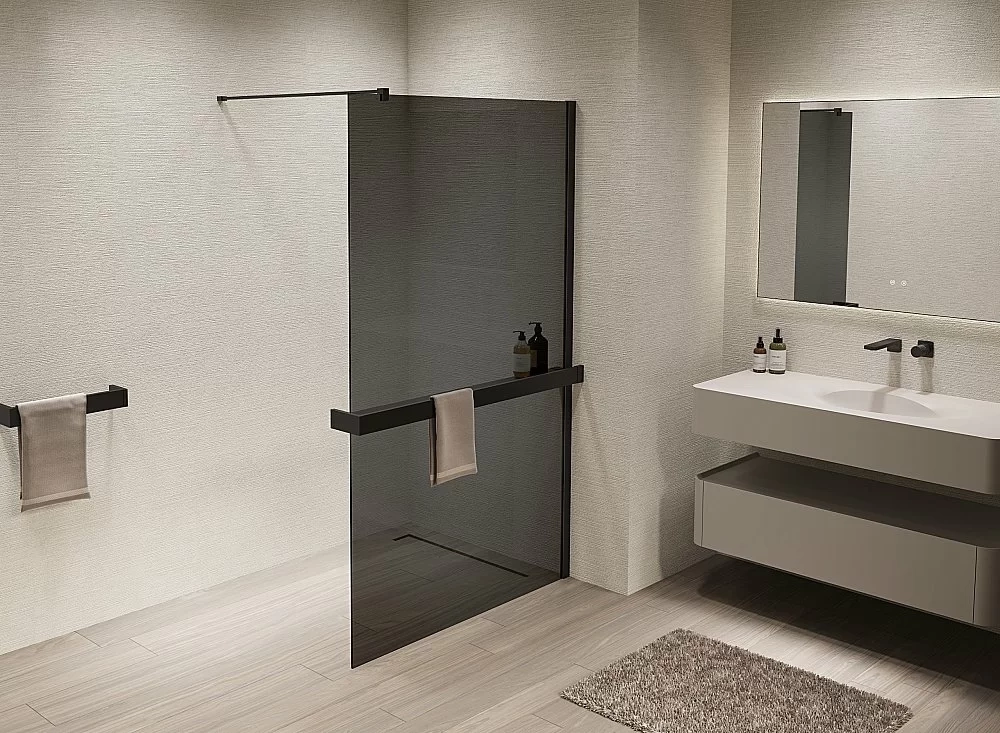Душевая перегородка Vincea Walk-In VSW-1HR900CGB 90x200 профиль черный/стекло тонированное