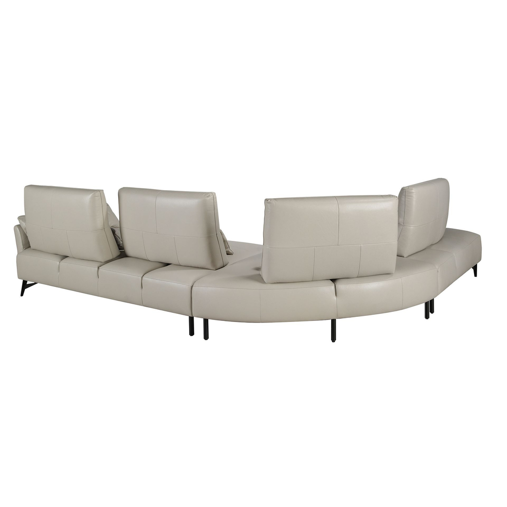 5-местный диван с левым шезлонгом 6214 из песочной кожи