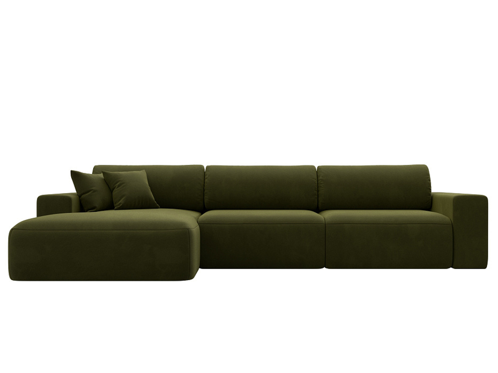 Диван угловой Лига-036 НПБ Классик Лонг левый угол МИКРОВЕЛЬВЕТ Зеленый