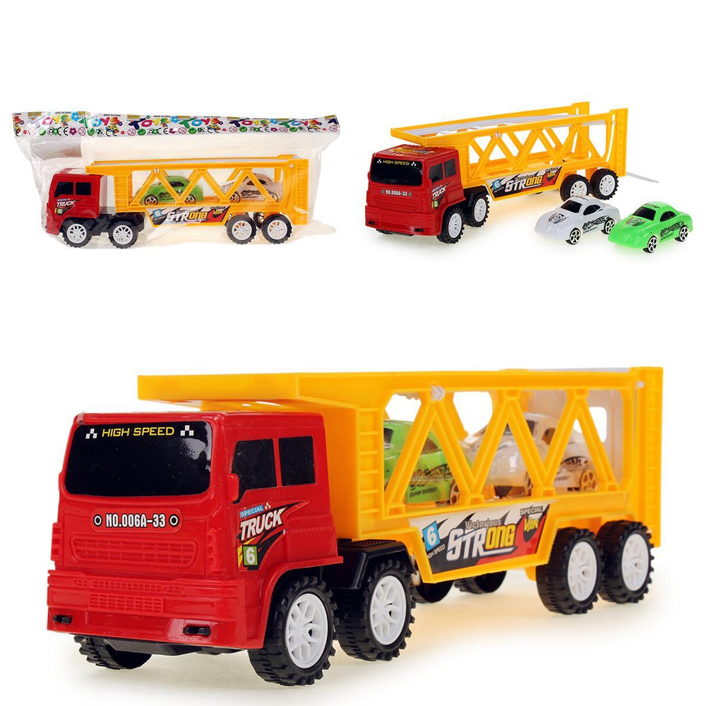 Автовоз ин. 29см +2 машины, пакет 2086-1