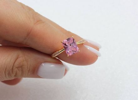 Кольцо "Classic Pink" с розовым кристаллом, 9мм (разъемное)