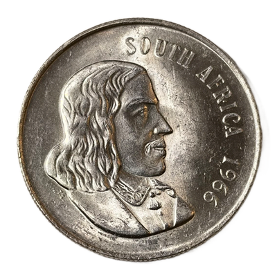 Монета ЮАР 1 ранд (рэнд, rand) 1966 год "SUID-AFRIKA"