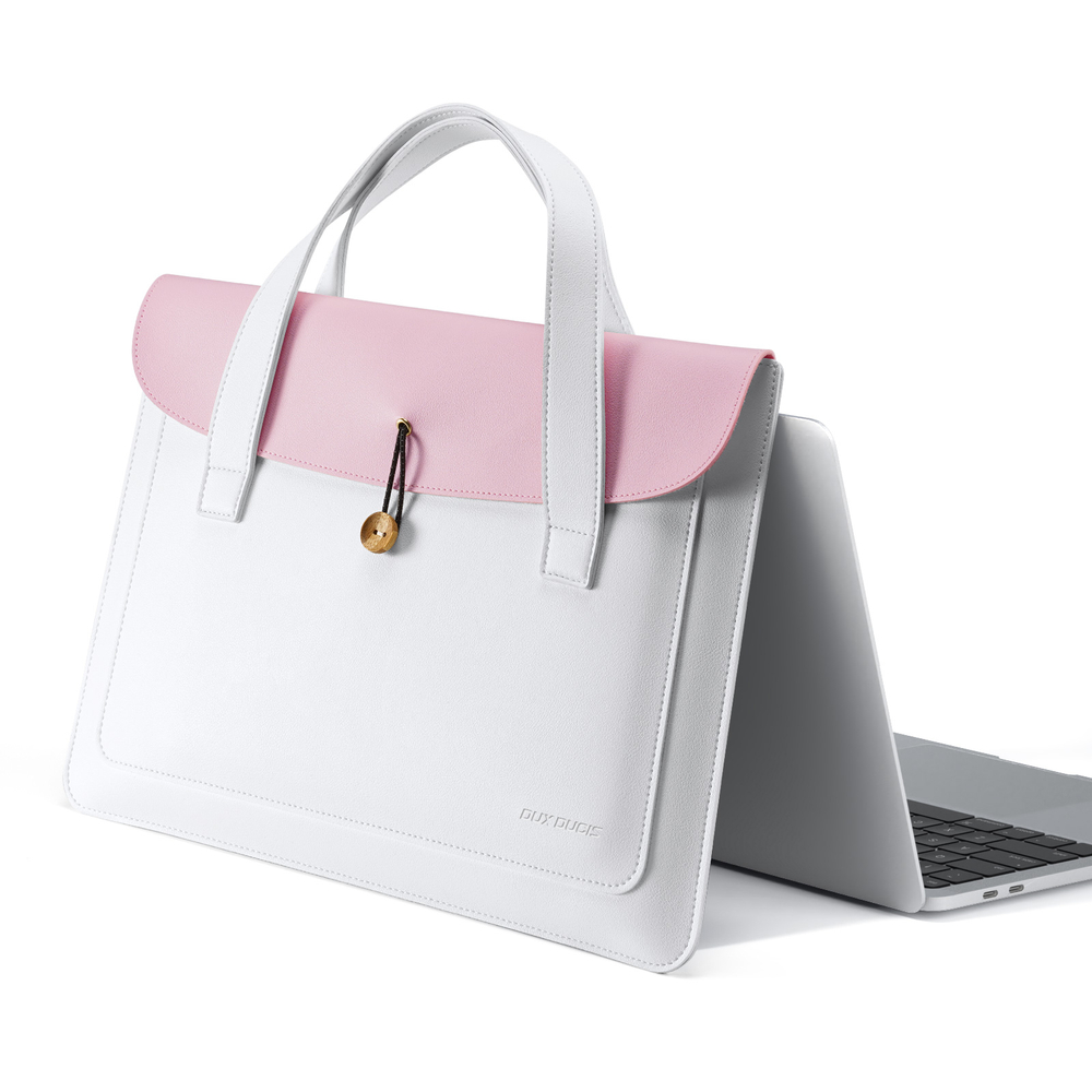 Ручная сумка из искусственной кожи белый с розовым цвет для ноутбука или планшета до 16 дюймов, серия AURA Series Handbag от Dux Ducis